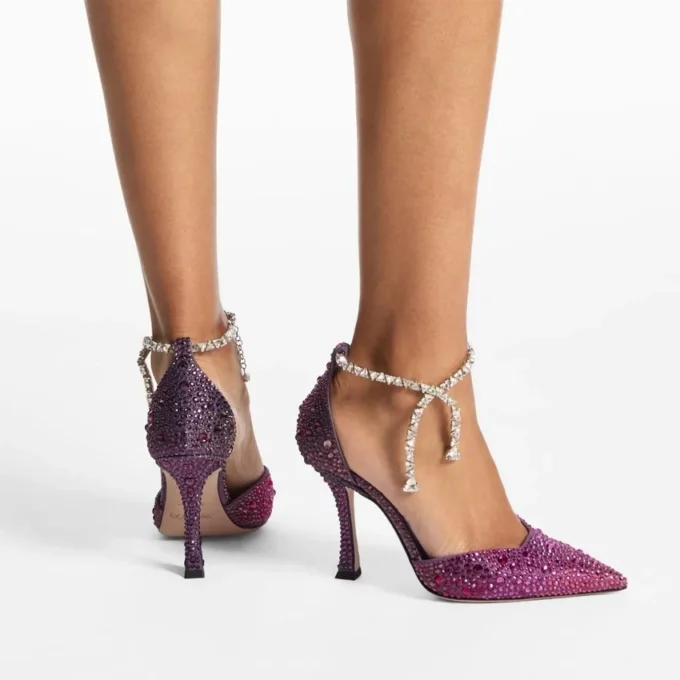 Stevie 100 Winter Bloom och Violet Orchid Mix satinpumps med degraderade kristaller Stevie 100 Winter Bloom och Violet Orchid Mix satinpumps med degraderade kristaller