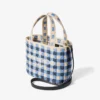 Strandväska East-West Mini Marine Mix och Ecru Gingham Raffia Mini Beach Top Handle Tote Bag Strandväska East-West Mini Marine Mix och Ecru Gingham Raffia Mini Beach Top Handle Tote Bag