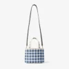 Strandväska East-West Mini Marine Mix och Ecru Gingham Raffia Mini Beach Top Handle Tote Bag Strandväska East-West Mini Marine Mix och Ecru Gingham Raffia Mini Beach Top Handle Tote Bag