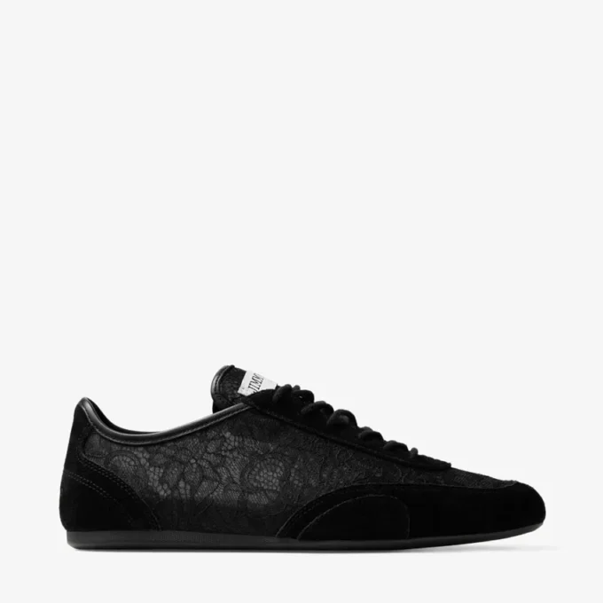 Sunny F i svart lädermix och jimmy choo Lace Low Top-sneakers