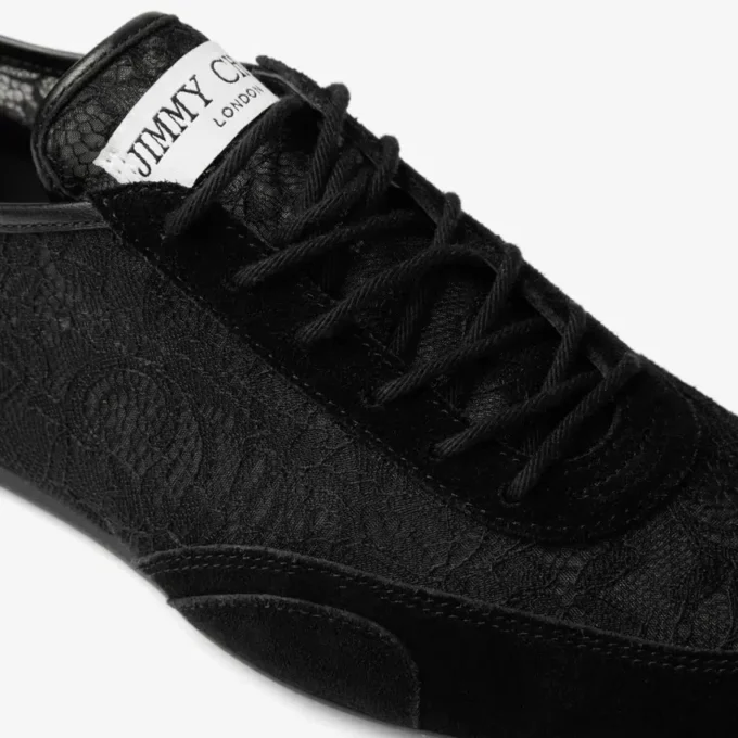 Sunny F i svart lädermix och jimmy choo Lace Low Top-sneakers