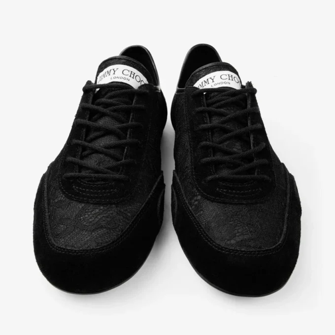 Sunny F i svart lädermix och jimmy choo Lace Low Top-sneakers