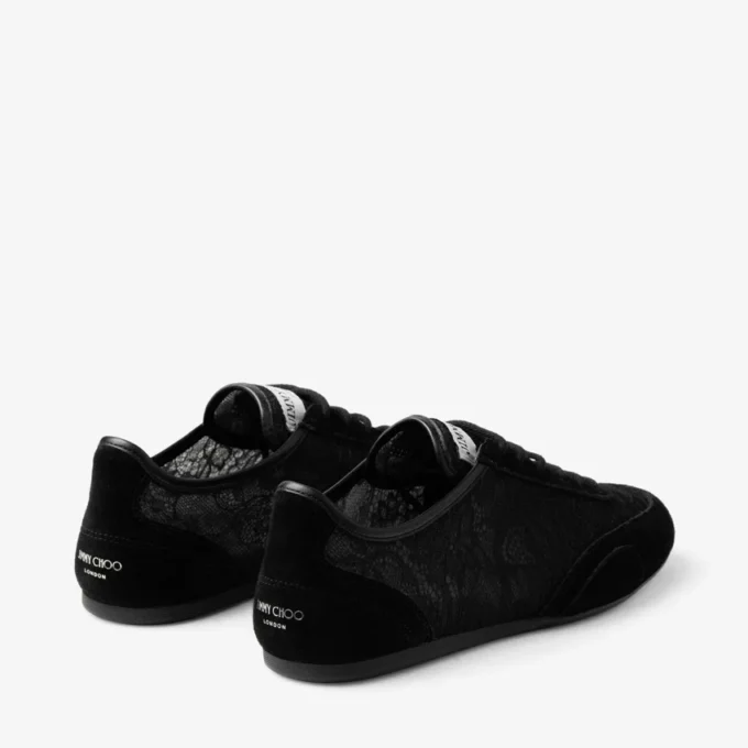 Sunny F i svart lädermix och jimmy choo Lace Low Top-sneakers