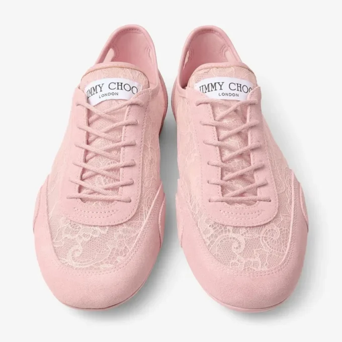 Sunny F Rose i lädermix och jimmy choo-snörskor med låg skaft