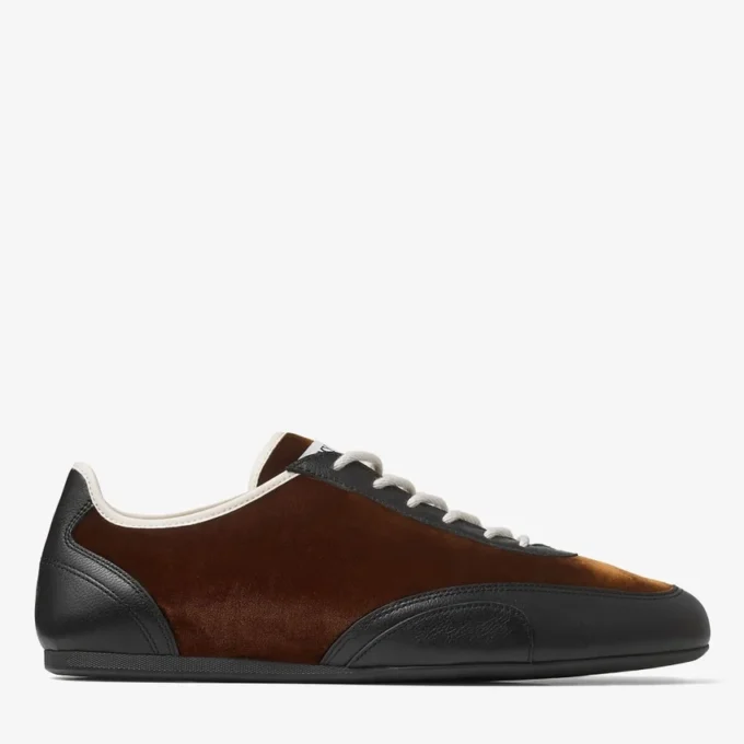 Sunny M Låga sneakers i bronsfärgat läder och sammet Sunny M Låga sneakers i bronsfärgat läder och sammet