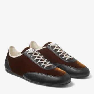 Sunny M Låga sneakers i bronsfärgat läder och sammet