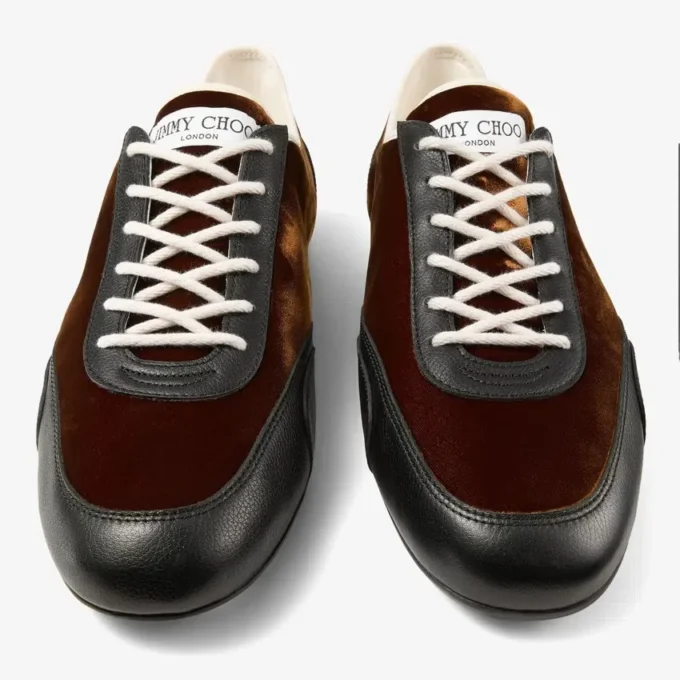 Sunny M Låga sneakers i bronsfärgat läder och sammet Sunny M Låga sneakers i bronsfärgat läder och sammet