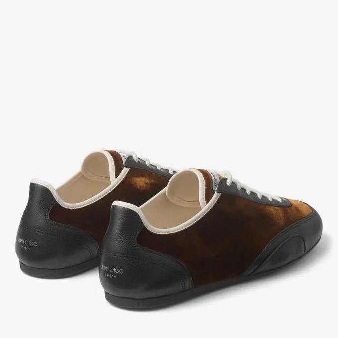 Sunny M Låga sneakers i bronsfärgat läder och sammet Sunny M Låga sneakers i bronsfärgat läder och sammet