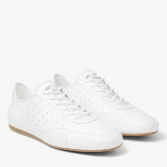 Sunny M vita och gummi-läderblandade låga sneakers