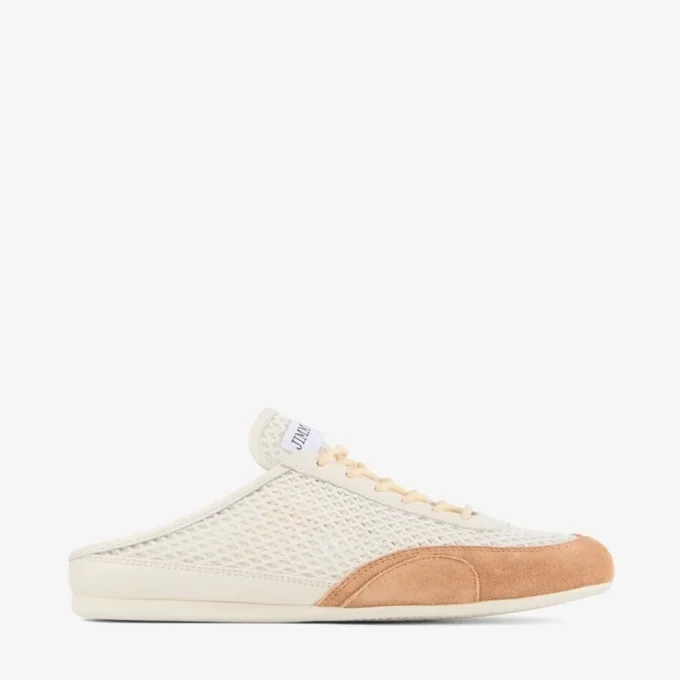 Sunny Mule F Låga sneakers i en mix av latte- och tofféfärgat läder och Diamond-mönstrat mesh