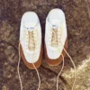 Sunny Mule F Låga sneakers i en mix av latte- och tofféfärgat läder och Diamond-mönstrat mesh
