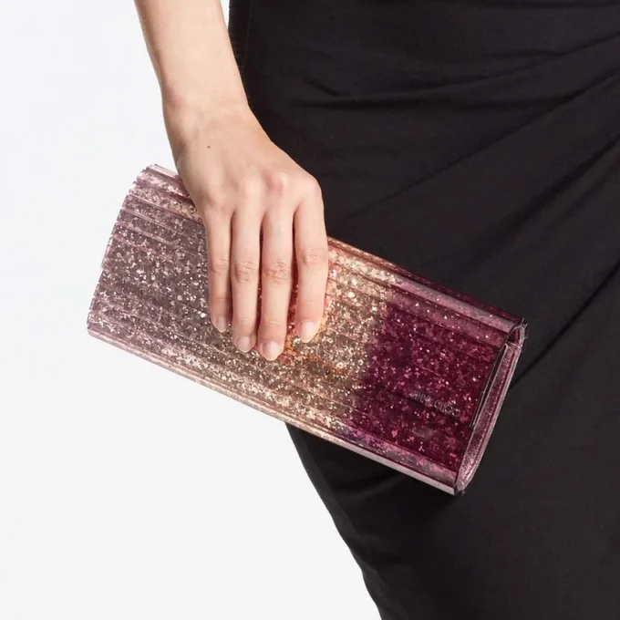 Sweetie Silky Blush DéGradé Glitter Plexi Clutch Bag