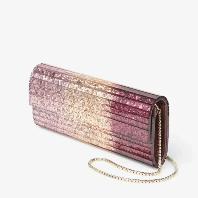 Sweetie Silky Blush DéGradé Glitter Plexi Clutch Bag