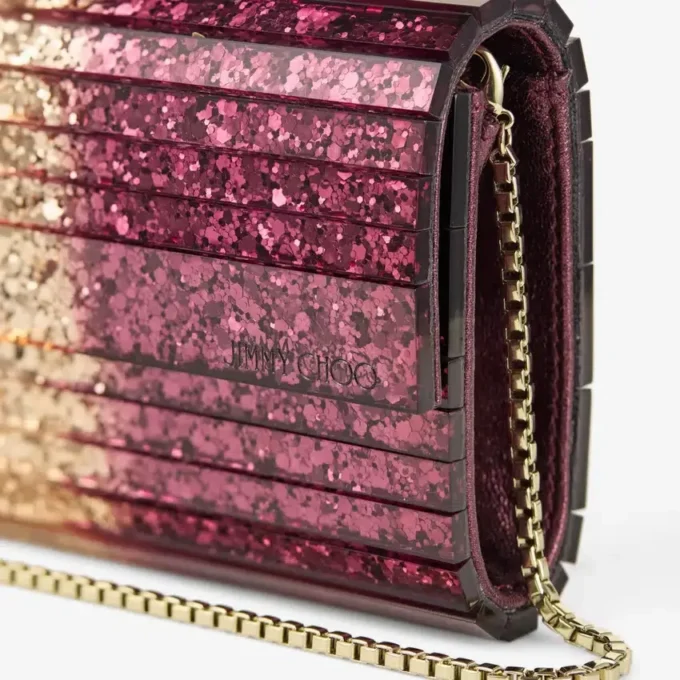 Sweetie Silky Blush DéGradé Glitter Plexi Clutch Bag