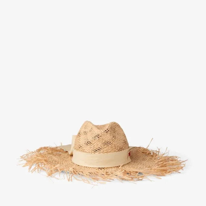Thalia Small naturlig raffiahatt med rosett Thalia Small naturlig raffiahatt med rosett