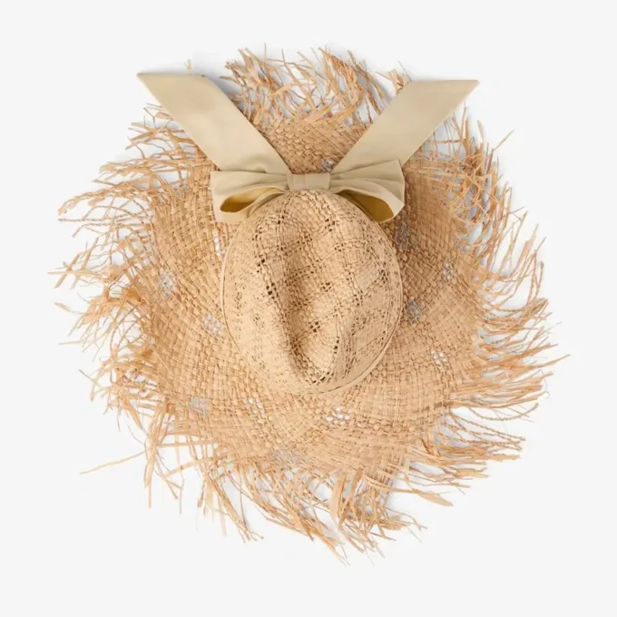 Thalia Small naturlig raffiahatt med rosett Thalia Small naturlig raffiahatt med rosett