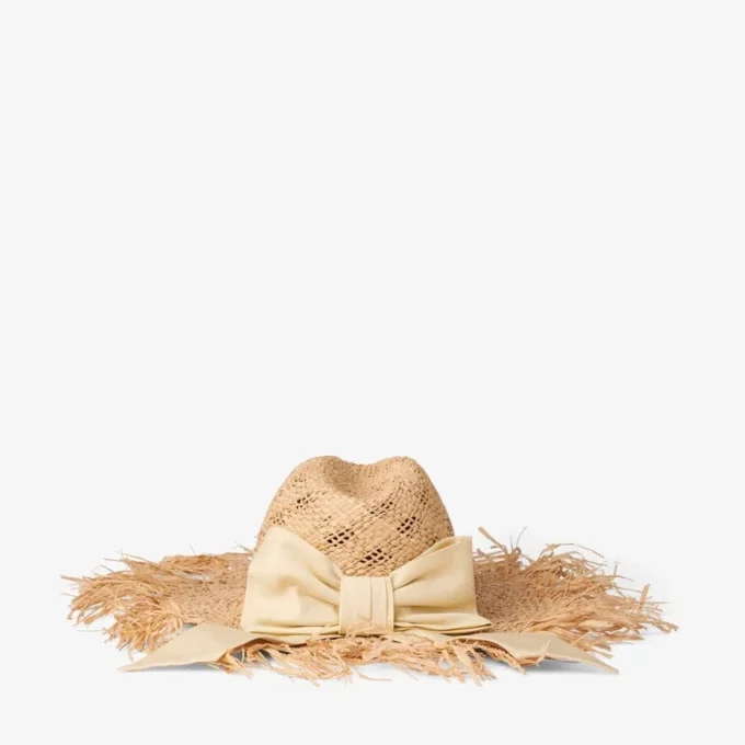 Thalia Small naturlig raffiahatt med rosett Thalia Small naturlig raffiahatt med rosett