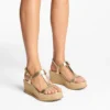Theia Wedge 60 Guldmetalliska läderkilklackssandaler Theia Wedge 60 Guldmetalliska läderkilklackssandaler