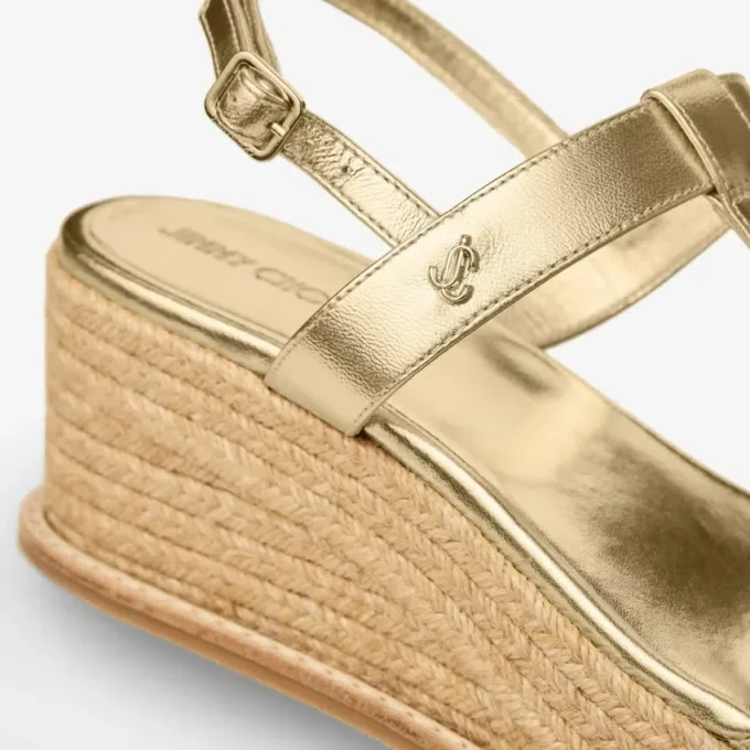 Theia Wedge 60 Guldmetalliska läderkilklackssandaler Theia Wedge 60 Guldmetalliska läderkilklackssandaler