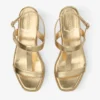 Theia Wedge 60 Guldmetalliska läderkilklackssandaler Theia Wedge 60 Guldmetalliska läderkilklackssandaler