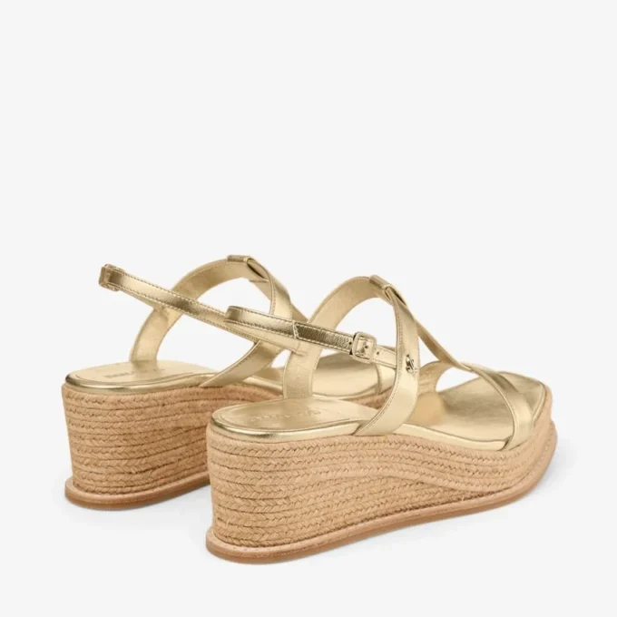 Theia Wedge 60 Guldmetalliska läderkilklackssandaler Theia Wedge 60 Guldmetalliska läderkilklackssandaler