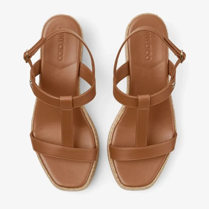 Theia Wedge 60 Sandaler med kilklack i brunt läder Theia Wedge 60 Sandaler med kilklack i brunt läder