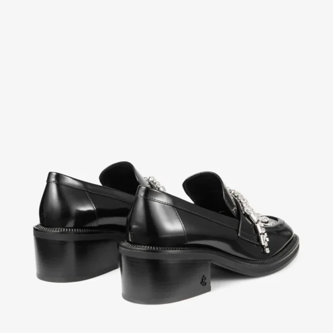 Tylor 60 svarta loafers i mjukt boxkalvskinn med kristallkrona