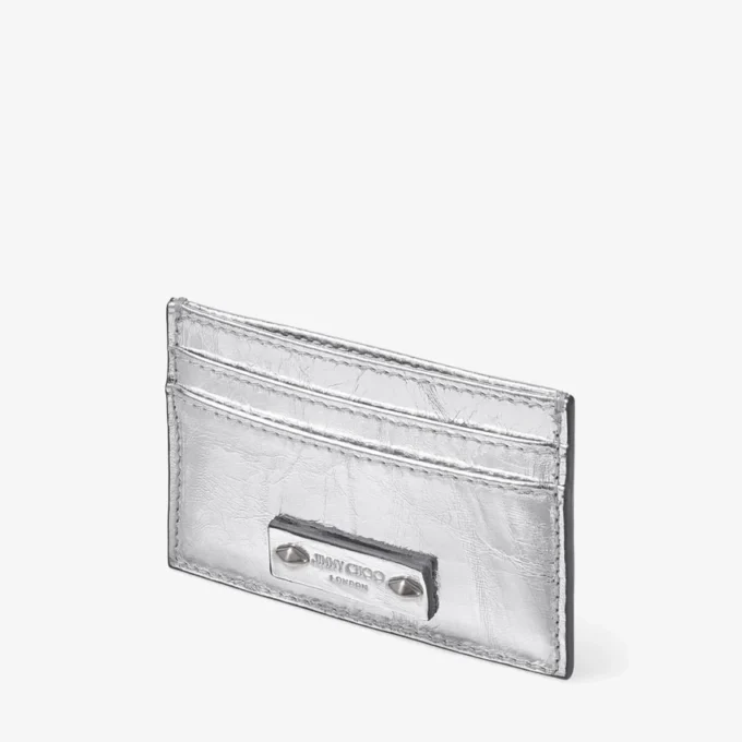 Umika kortfodral i silverfärgat vintage-metalliskt läder