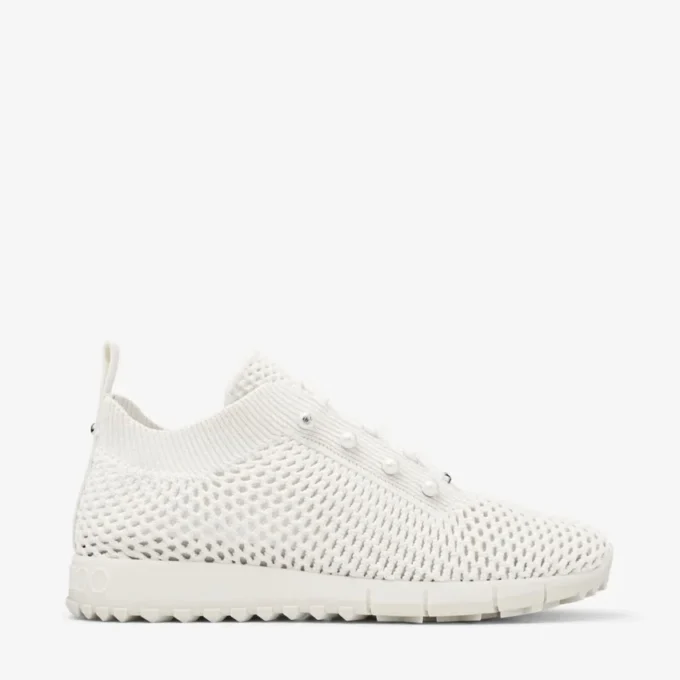 Veles Latte låga sneakers i virkat tyg med pärlor Veles Latte låga sneakers i virkat tyg med pärlor