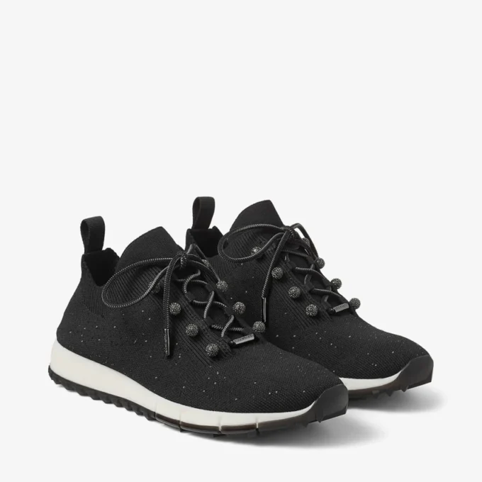 Veles svarta sneakers i paljettstickat Veles svarta sneakers i paljettstickat