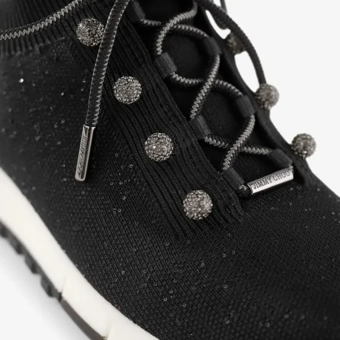 Veles svarta sneakers i paljettstickat Veles svarta sneakers i paljettstickat