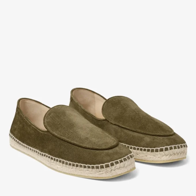 Vine Lace Up Moss Green Etched Velvet Suede Espadrilles Vine Lace Up Moss Green Etched Velvet Suede Espadrilles