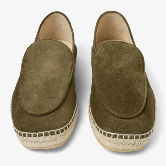 Vine Lace Up Moss Green Etched Velvet Suede Espadrilles Vine Lace Up Moss Green Etched Velvet Suede Espadrilles