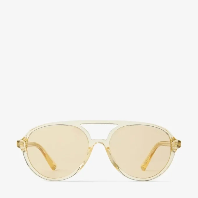 Vira transparenta gula Aviator-solglasögon Vira transparenta gula Aviator-solglasögon