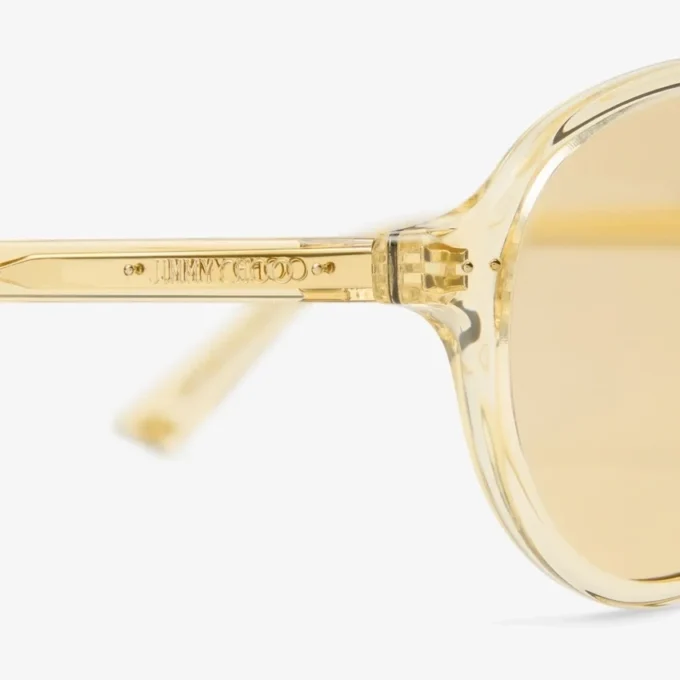 Vira transparenta gula Aviator-solglasögon Vira transparenta gula Aviator-solglasögon