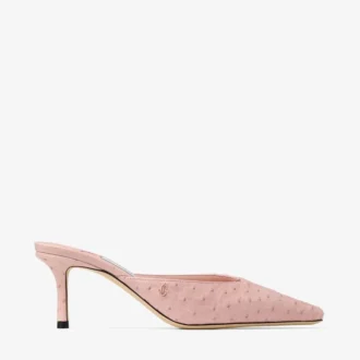 Vivi 65 Rose Mules i strutsläder