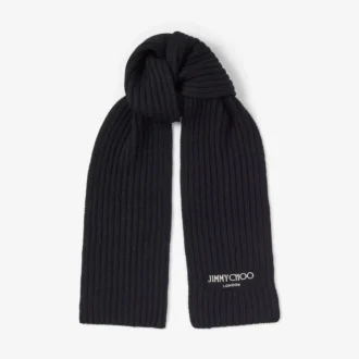 Yukiko svart stickad halsduk i cashwool
