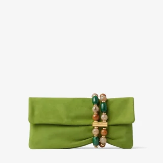 Zandra Clover-clutch i mocka med pärlarmband