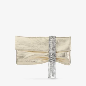 Zandra platina vintage metallic läderclutch