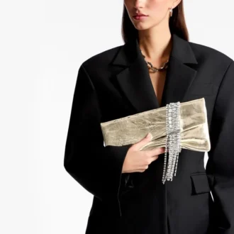 Zandra platina vintage metallic läderclutch