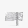 Zandra silverfärgad vintage-clutch i metalliskt läder