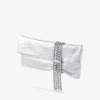 Zandra silverfärgad vintage-clutch i metalliskt läder