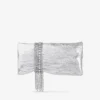 Zandra silverfärgad vintage-clutch i metalliskt läder